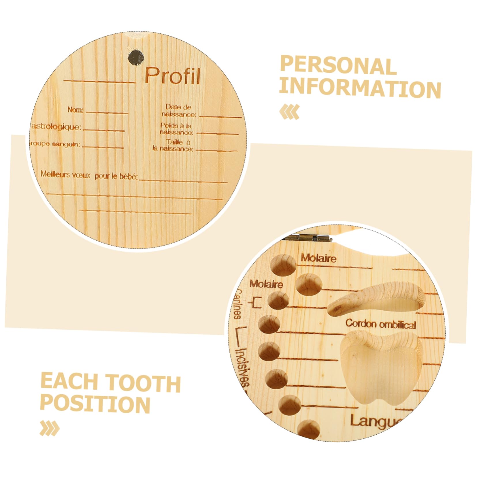 HANABASS 1Pc Tooth Keepsake Box Wooden Holder for Durable Storage Container with Date Record Feature for Boys and Unique Tooth Collection Organizer