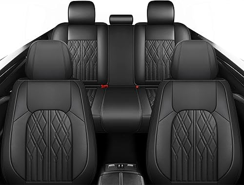 Miniatura 9 de Huidasource Juego completo de fundas de asiento de automóvil, fundas de cojín de cuero para vehículos, ajuste universal para la mayoría de