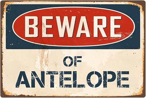 Beware Of Antelope VS022 - Letrero de metal retro de aluminio vintage de 8 x 12 pulgadas