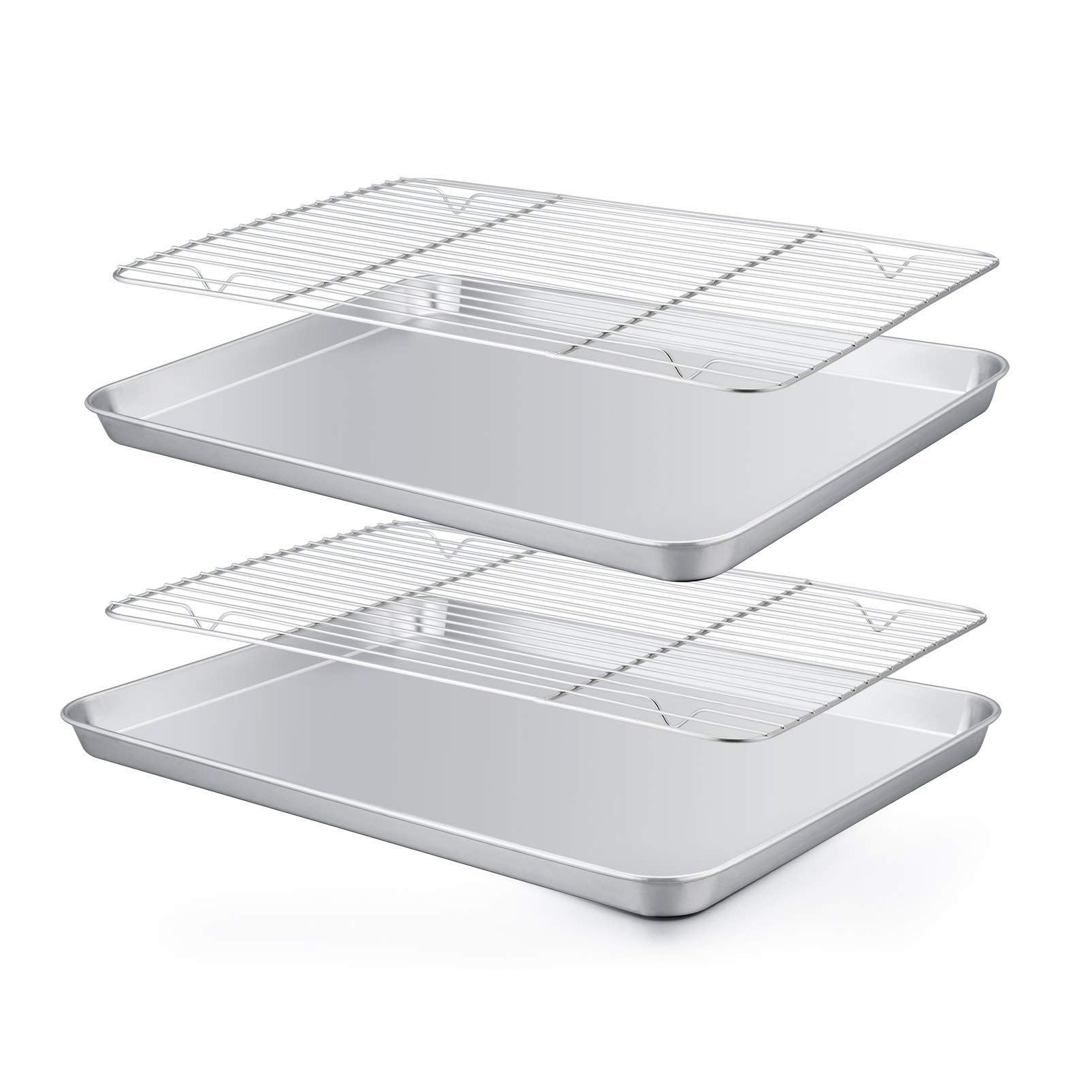 TeamFar Baking Pan with Rack Set 4, 12.5?ÇÖ?ÇÖ x 10?ÇÖ?ÇÖ x 1?ÇÖ?ÇÖ ...