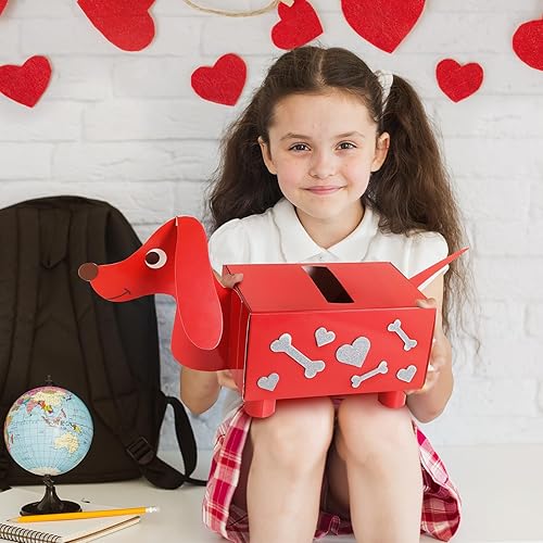 Miniatura 6 de TooyBing Caja del día de San Valentín, paquete de 33 tarjetas de San Valentín para niños, escuela y buzón de cachorro de perro para intercambio de
