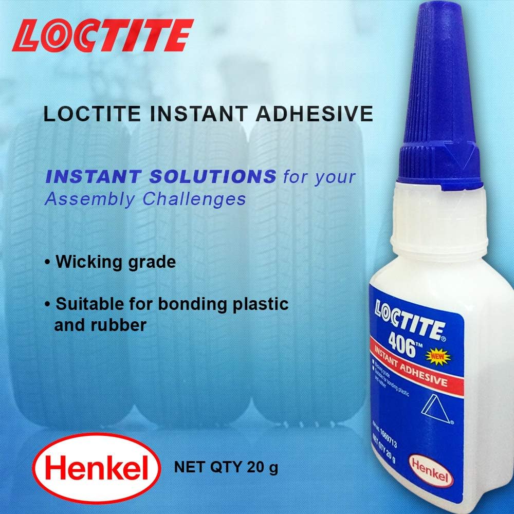 Genuine Henkel Loctite 406 Super Glue - Instant Adhesive - 20g (0.70 Oz) - Ideal for use on Plastic & Rubber : Industrial & Scientific
