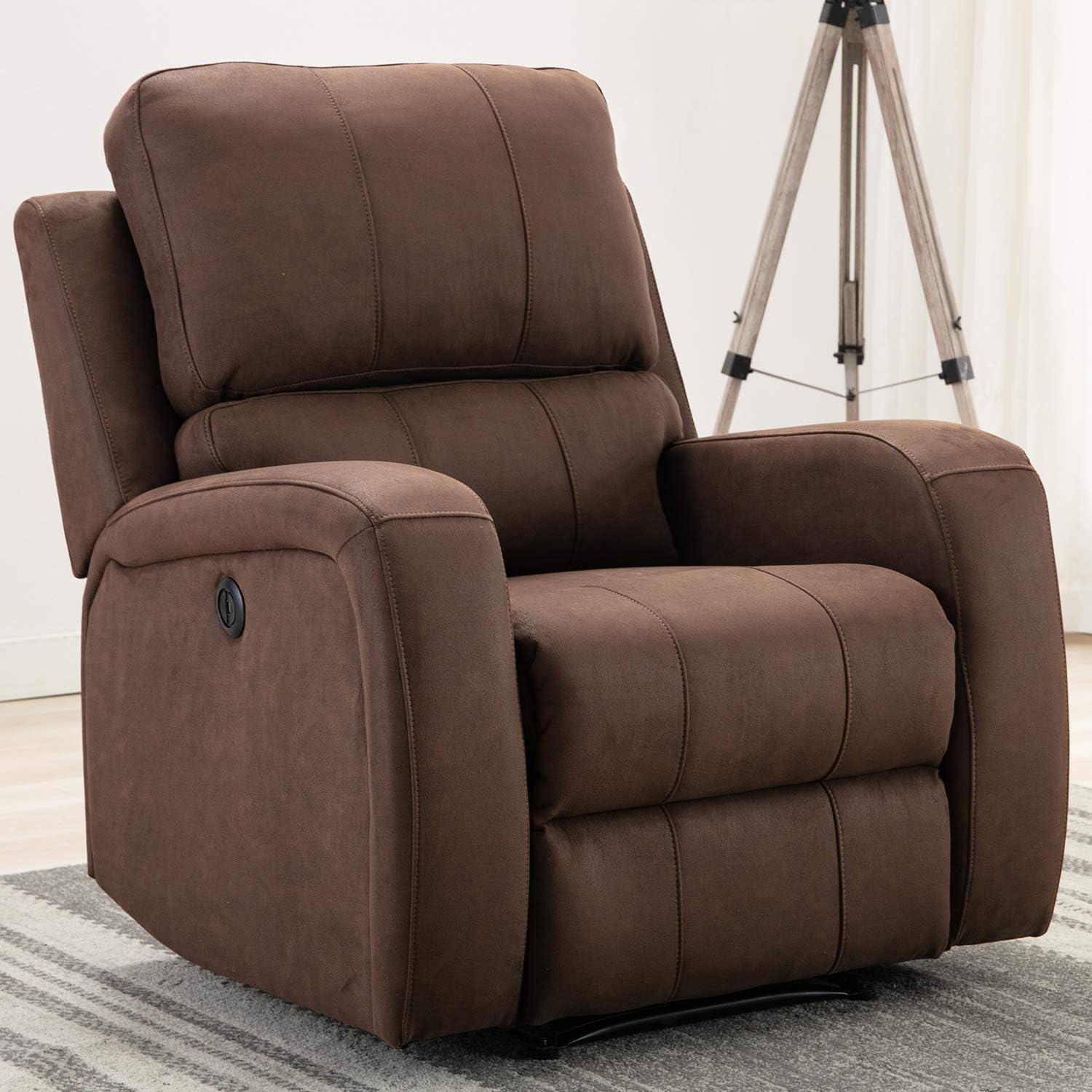 Bonzy Home Power Recliner Chair Air Suede Overstuffed