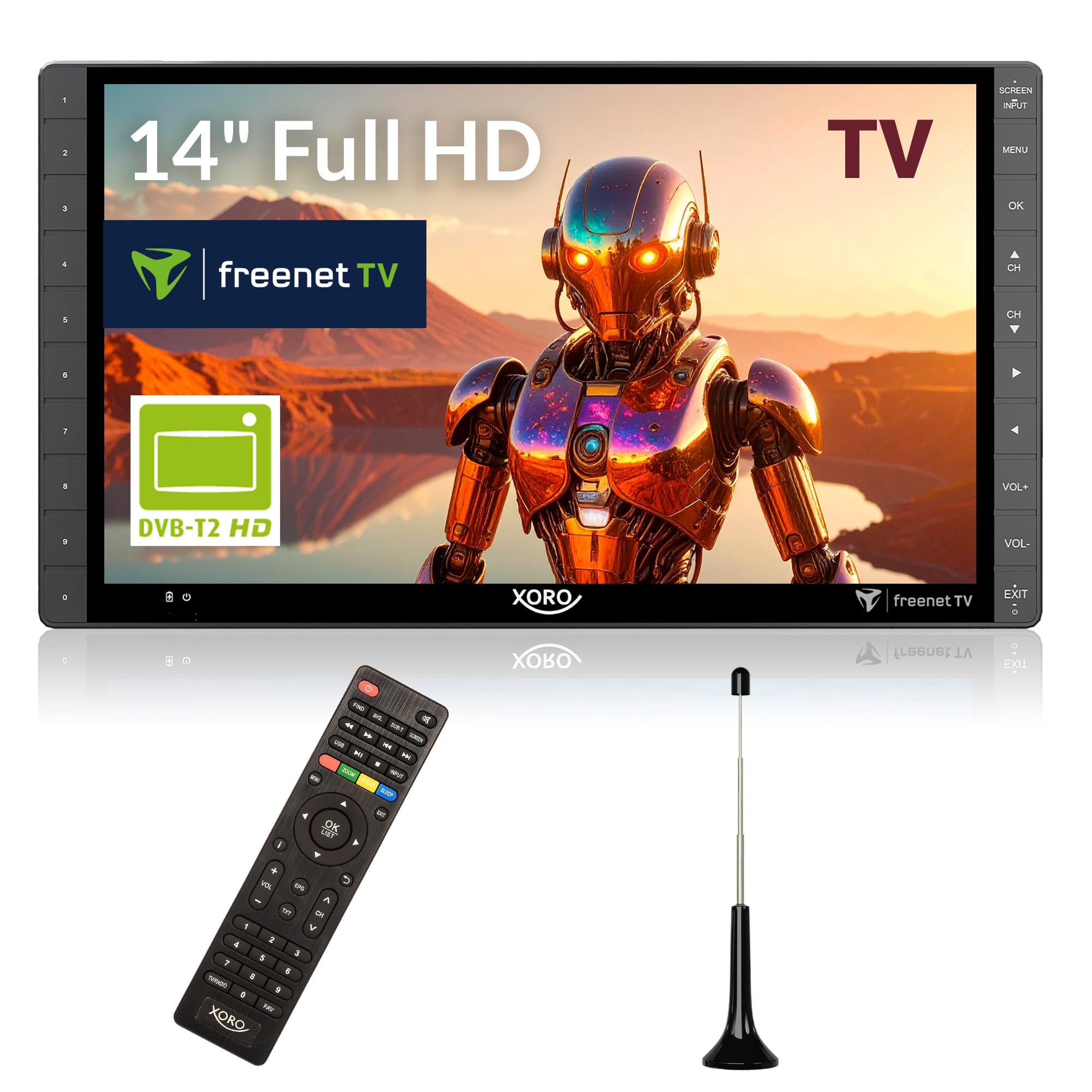 portable tv empfangseinheit grey 14 inch antenne batterie