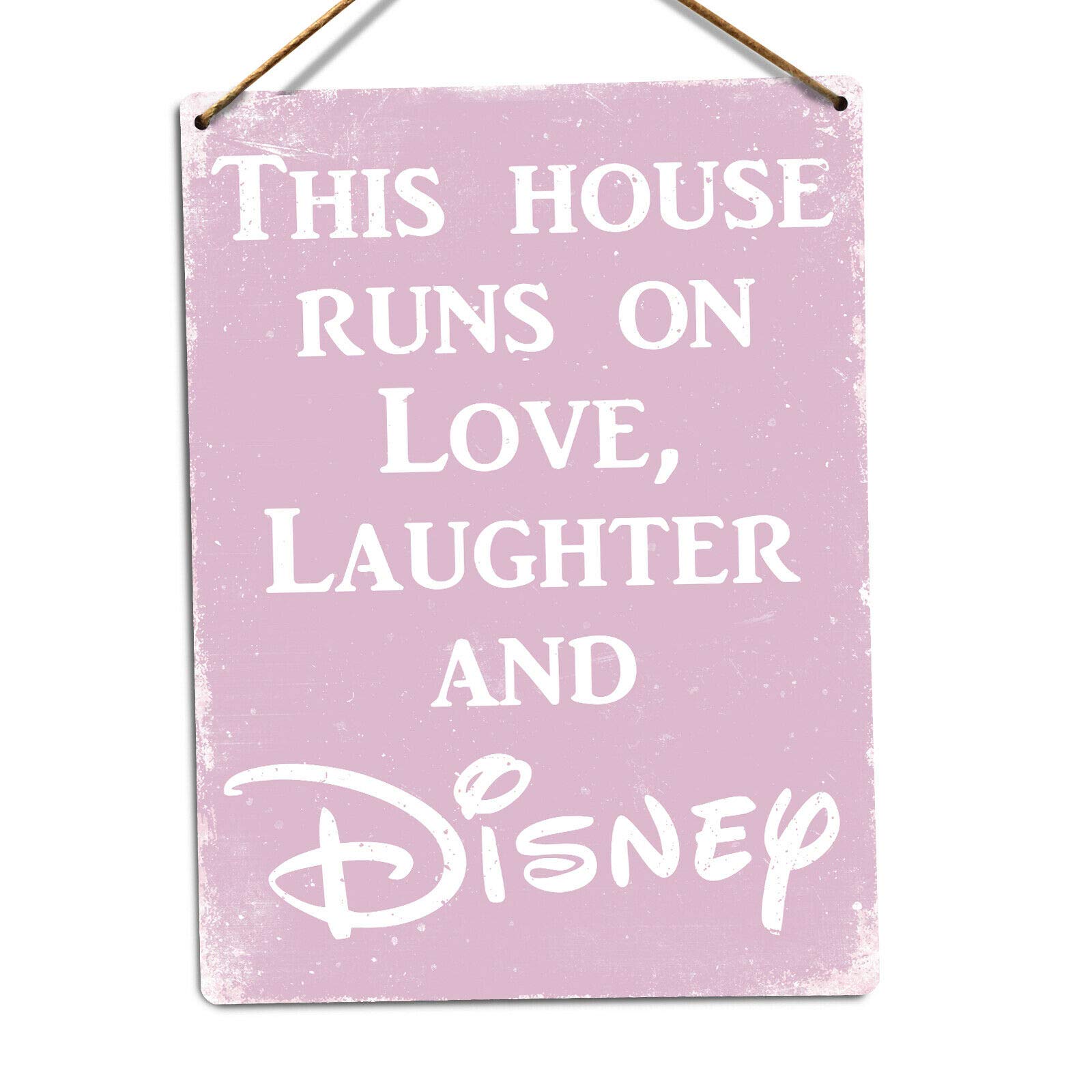 Toasted Merch Pink This House Runs On Disney - – Small Twine | Printed Metal Wall Sign Plaque