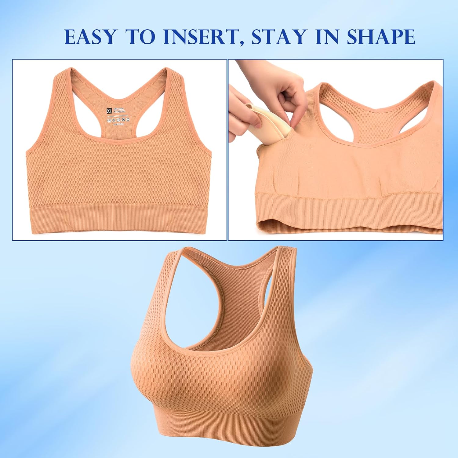 Swimsuit Bra Inserts 4 Pairs, Waterproof Bathing Suit Inserts Push up Bra Pads Inserts for Bikini Sports Bra