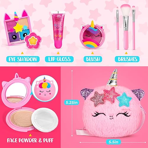 Miniatura 8 de ULOVEME Kit de Maquillaje Real para Niñas - Real, No Tóxico, Juguete de Maquillaje Lavable - Regalo de Juguetes Umicorn para Niñas de 3 4 5 6 7 8 9