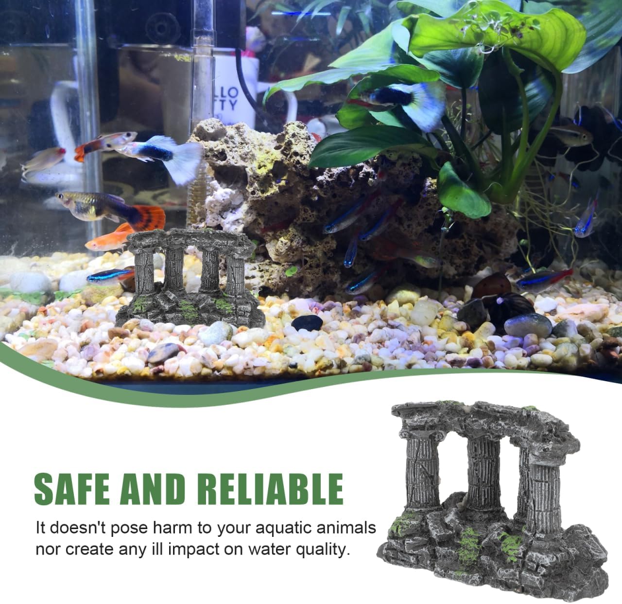 PRETYZOOM Roman Column Aquarium Decor Resin Fish Tank Ornaments 6.29X3.93X2.36 Inches Roman Pillars Landscape Decoration for Betta and Goldfish Tanks