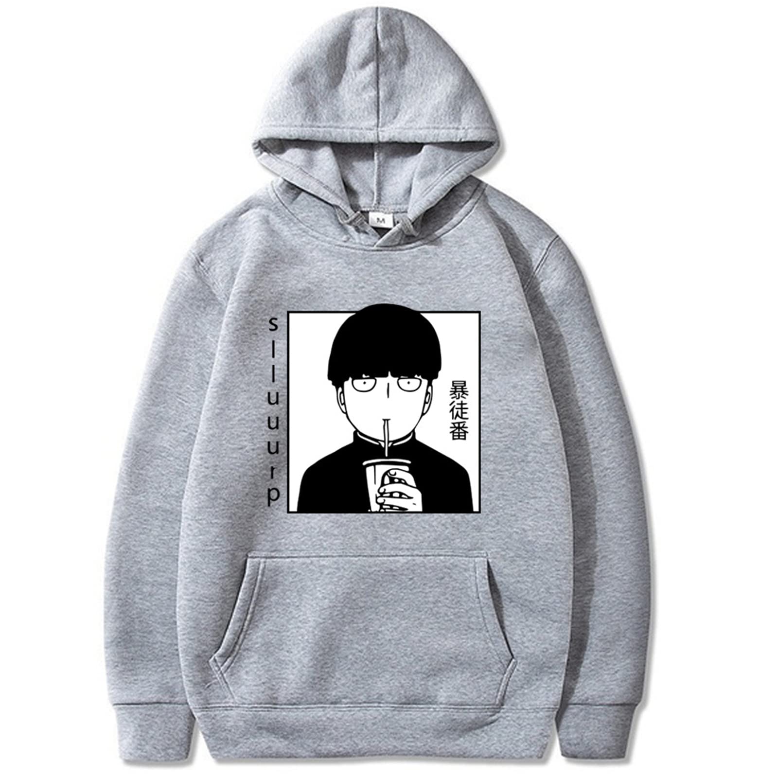 Mob Psycho 100 Hoodie Anime Kageyama Shigeo Cosplay Costume Long Sleeve Pullover Sweatshirt for Women Men Grey
