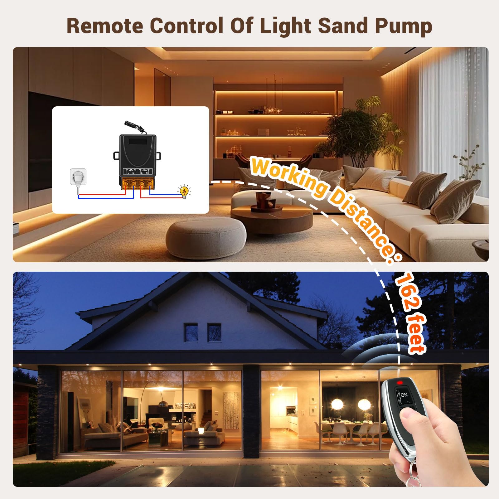 Interruttore telecomando radio AC 220 V 230 V 30 A relè ricevitore con 2 trasmettitori, controllo radio RF per luce, pompa dell'acqua, elettrodomestici, irrigazione agricola e dispositivi elettrici