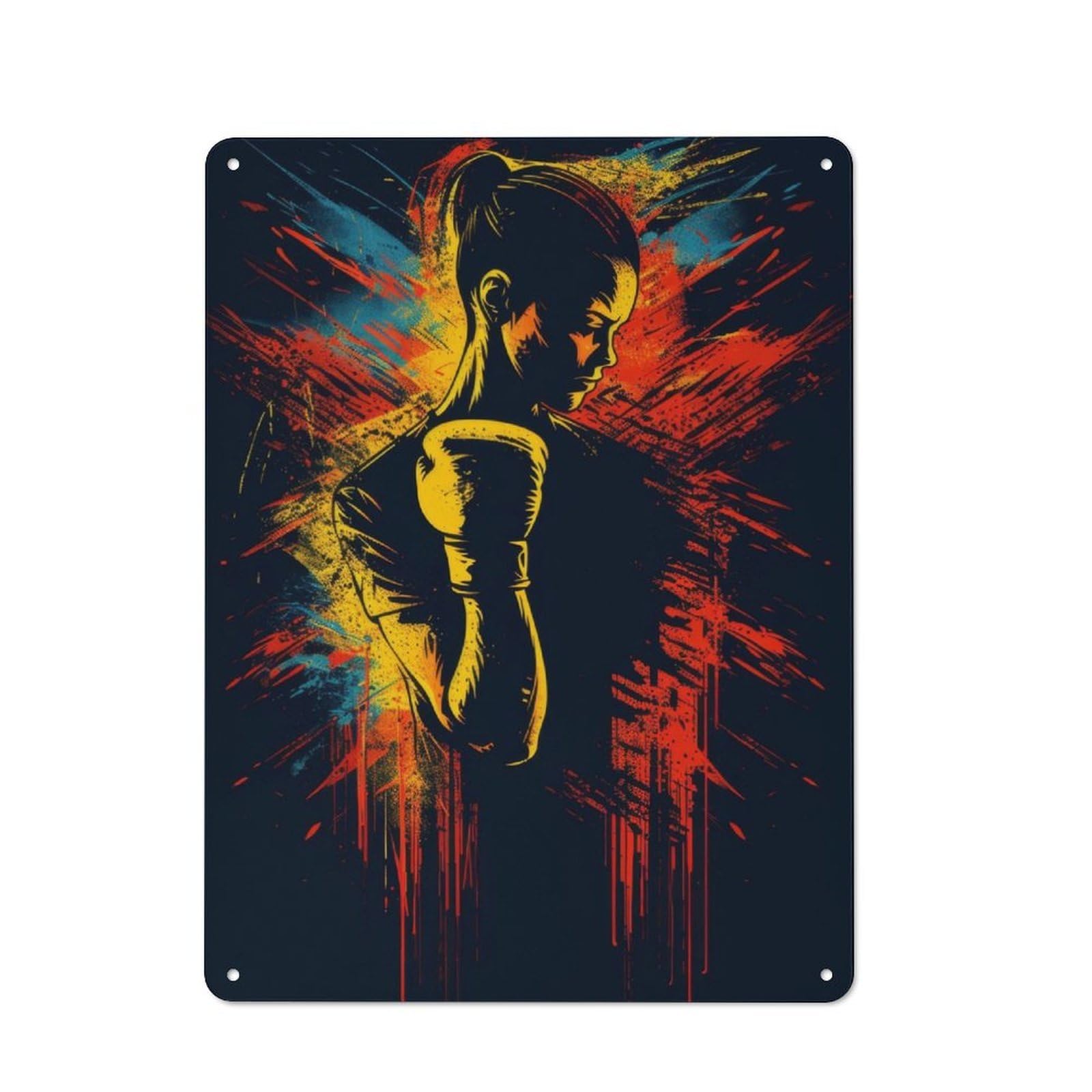 Junmoney Women's Boxer Silhouette For Café Or Restaurant, Vintage Metal Sign 40X30cm, For Vintage Wall Decor Fans, For Cafés, Pubs And Restaurants