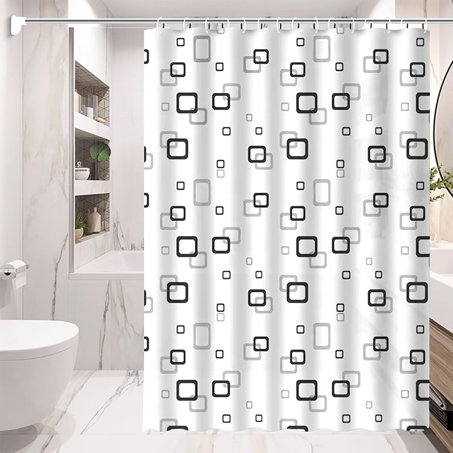 Cortina de Ducha Antimoho Tela Impermeable, Impermeable Antibacteriano Secado Rápido, Semitransparente Espesas PEVA Lavable Cortinas de Baño de Tela, para Bañera o Ducha, Lavable con Agua