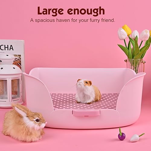 Miniatura 7 de RUBYHOME Caja de arena grande para conejitos (17 x 11.9 x 6.2 pulgadas), arena para animales pequeños para mascotas, inodoro para mascotas, orinal,