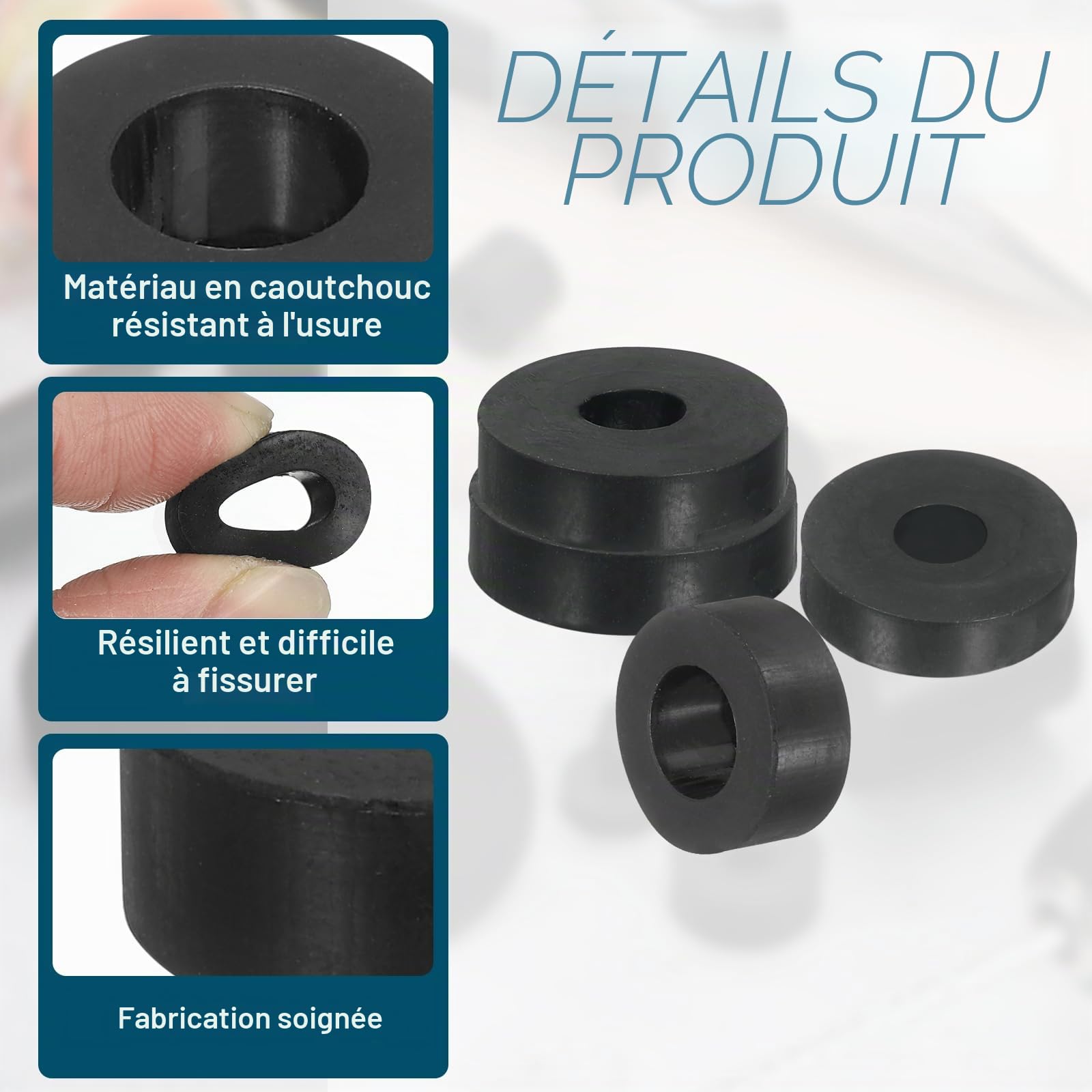 QUARKZMAN 4Pcs Rondelle Caoutchouc 30 mm OD x 8 mm ID x 25 mm Épaisseur Entretoise Plastique Plates Anti-Vibrations Rond pour Machines Industrielles Domestiques