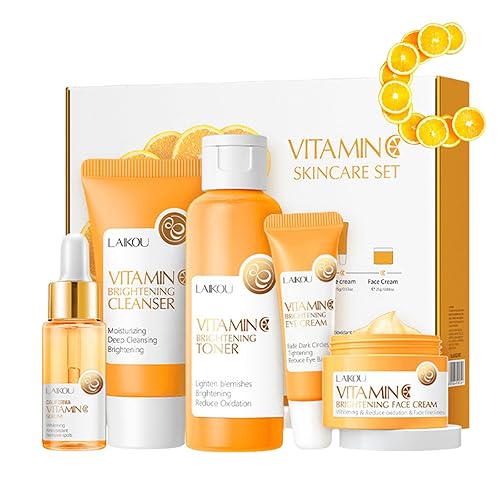 Set de cuidado de la piel con vitamina C, regalos de cuidado de la piel para mujeres adolescentes, juego de regalo para el cuidado de la piel de día