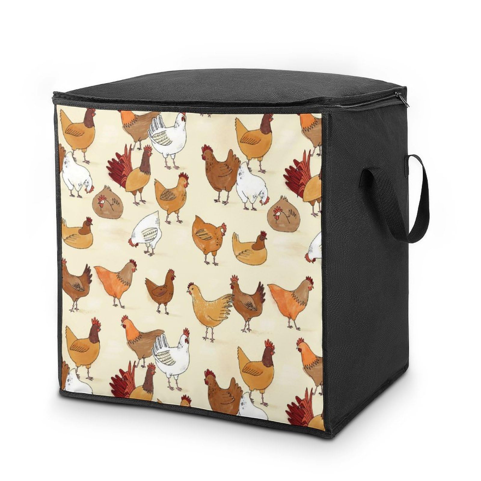 Lyfthologen 70L Storage Bags, A Brood of Chickens Storage Box with Lid Zipper And Handles, Clothes Bags for Quilt, Blankets, Bedding