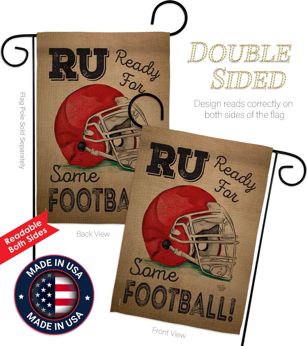 Ready for Some Football Garden Flag - Set with Stand Sports NFL American Team Super Bowl Entertainment Activity Physical - House Decoration Banner Small Yard Gift Double-Sided Made In USA 13 X 18.5