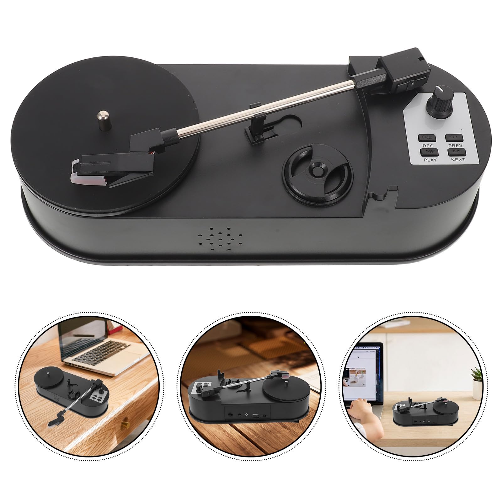 Giradischi in Vinile Nero con Controllo Intuitivo e Audio ad Alta Fedeltà, Materiale Abs, Formato di Registrazione Mp3, per Feste e Festival