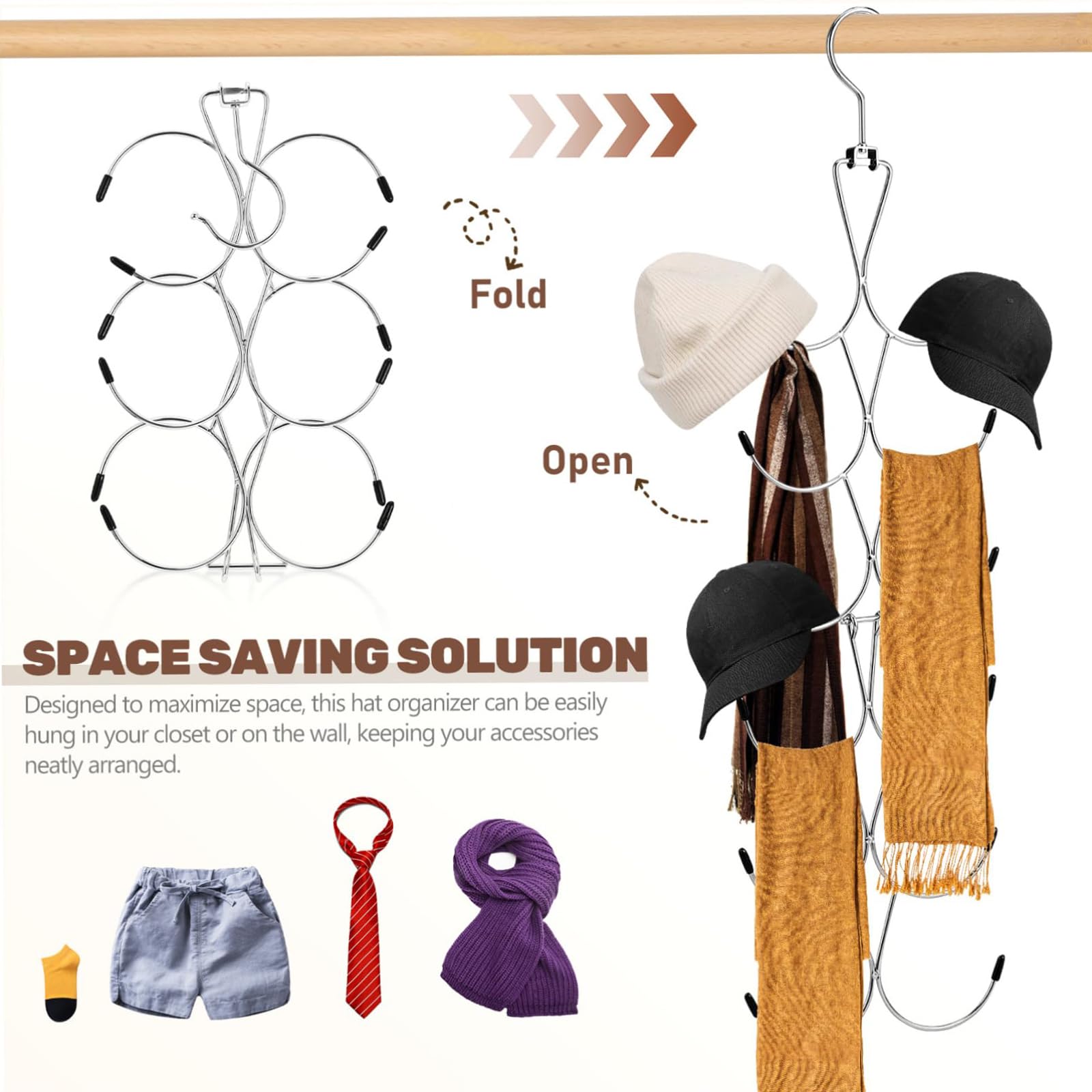 Rangement Foulard Avec 12 Crochets En Silicone, Porte