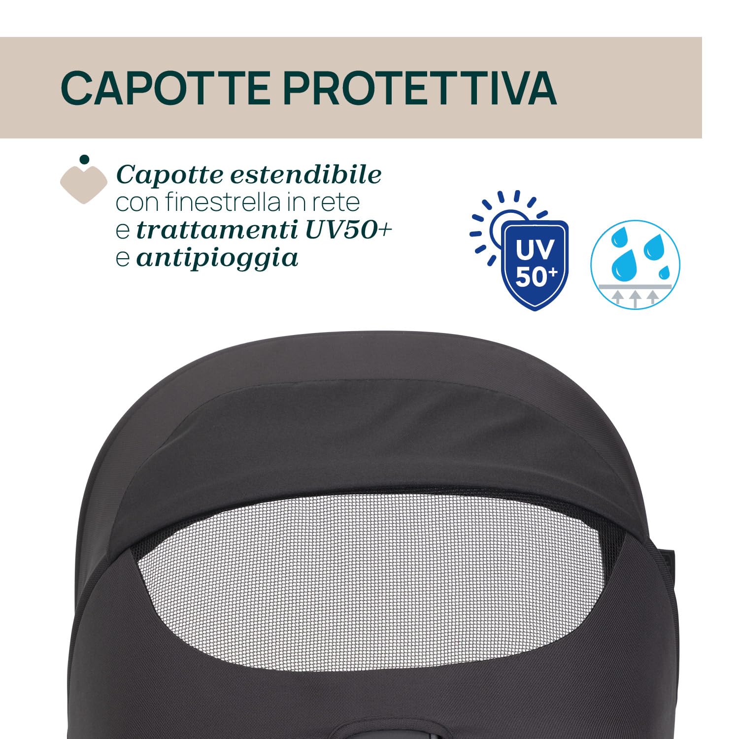 Chicco Passeggino Seety, Passeggino Leggero e Compatto Da 0 Mesi a 4 Anni, Portata Max 22kg, Passeggino Pieghevole, Schienale Reclinable, Chiusura Automatica in 1 Gesto, Capotte Parasole e Parapioggia
