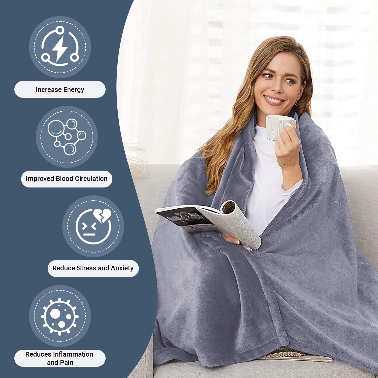 Grounding Blanket 60x80 inch Grounding Sheets Queen, Grounding Mat for Improved Sleep, Relieving Pain,Conductive Grounded Mats with Grounding Cord (Cream, 60 * 80 in) (Gray, Baby) - Image 4