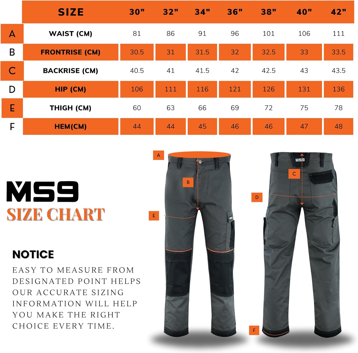 MS9 Men's Cargo Active Outdoor Casual Tactical Work Pants Trousers S1