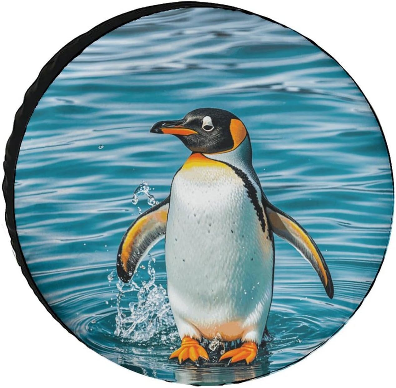 Universal Spare Tire Cover Waterproof Wheel Covers Car Tire Protector Happy Penguin in The Water Wheel Protector Dustproof Wheels Tires Cover for RV SUV Truck Camper Trailer 28inch