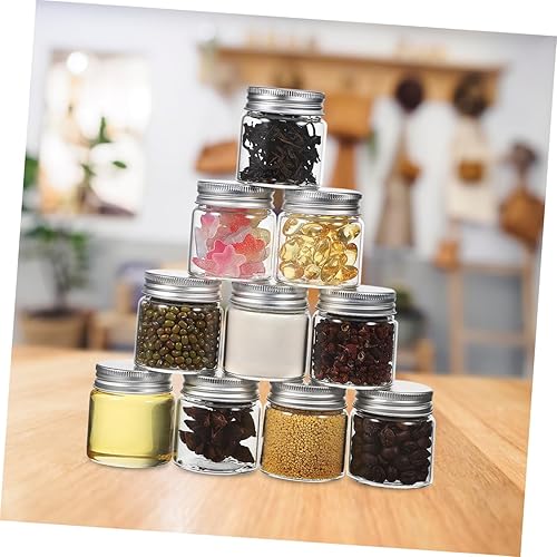 Miniatura 5 de Luxshiny Mini frascos, 20 tarros pequeños de vidrio de 1.7 onzas con tapas, mini tarros de especias para miel, mermelada, gelatina, postre, recuerdo