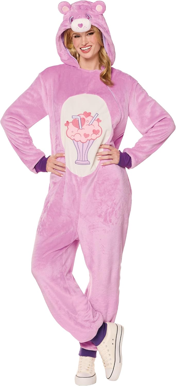 Spirit Halloween Care Bears Adult Share Bear Jumpsuit Costume | Officially Licensed | Pink