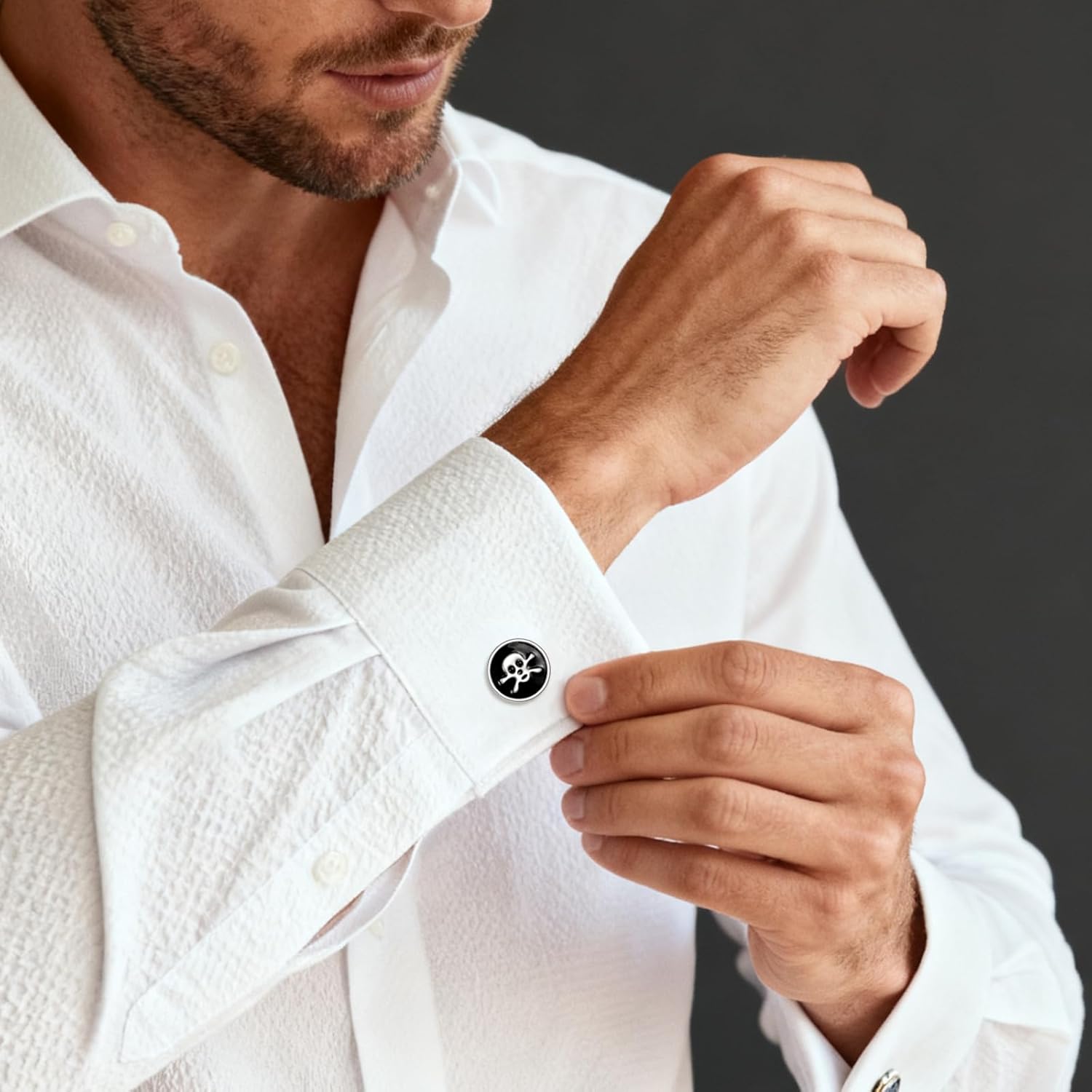 Skull Cufflinks for Men 925 Sterling Silver Skull Shirt Cuff Links Jewelry Gifts with Box