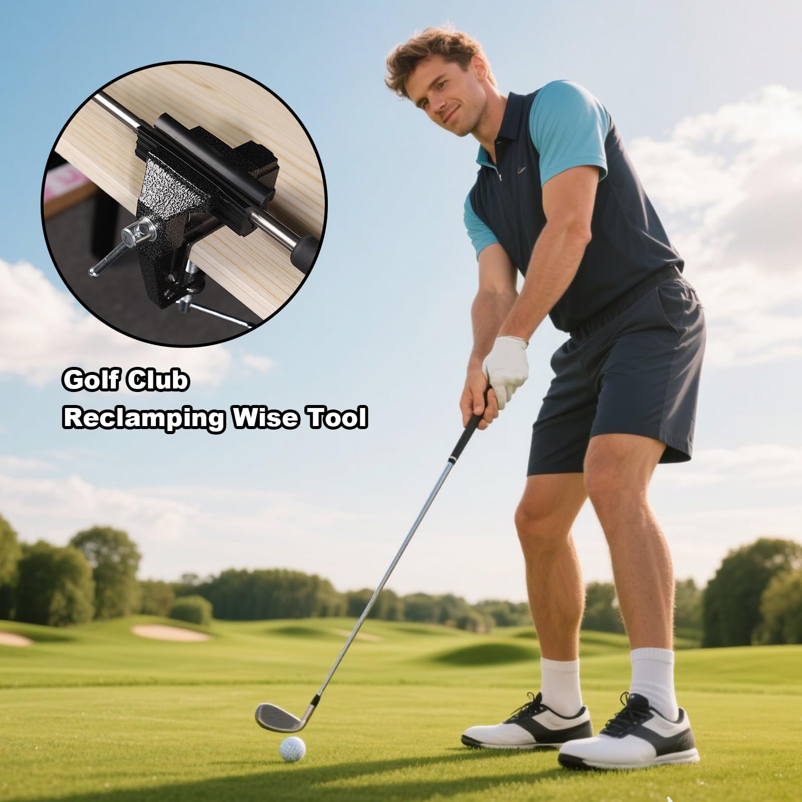Kit Outils Retrait Poignées Golf Regrippage Pince-Étau Couteau Crochet Rétractable Rubans Adhésifs Double Face Pince Caoutchouc