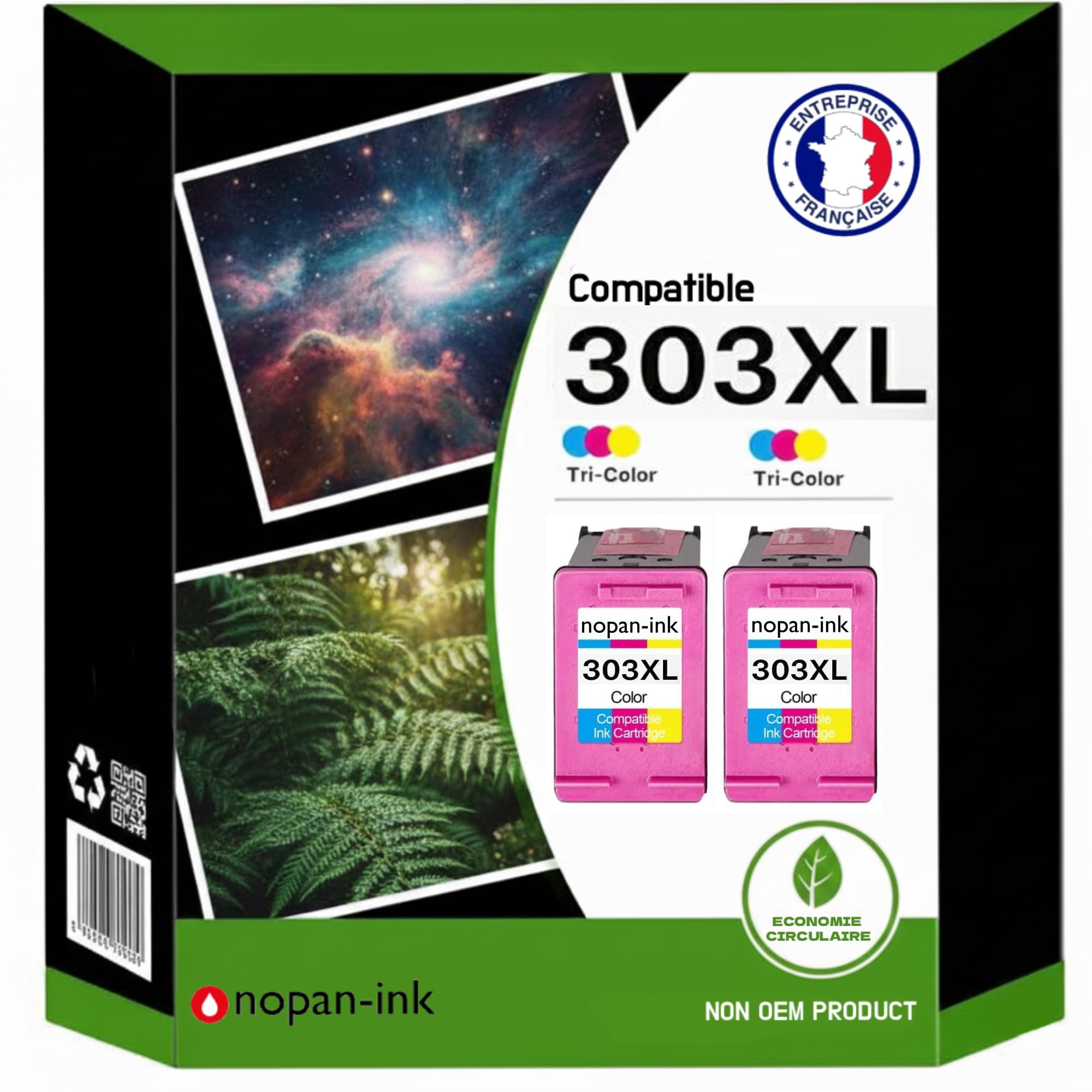 NOPAN-INK Pack de 2 Cartouches Compatible pour HP 303XL Couleur