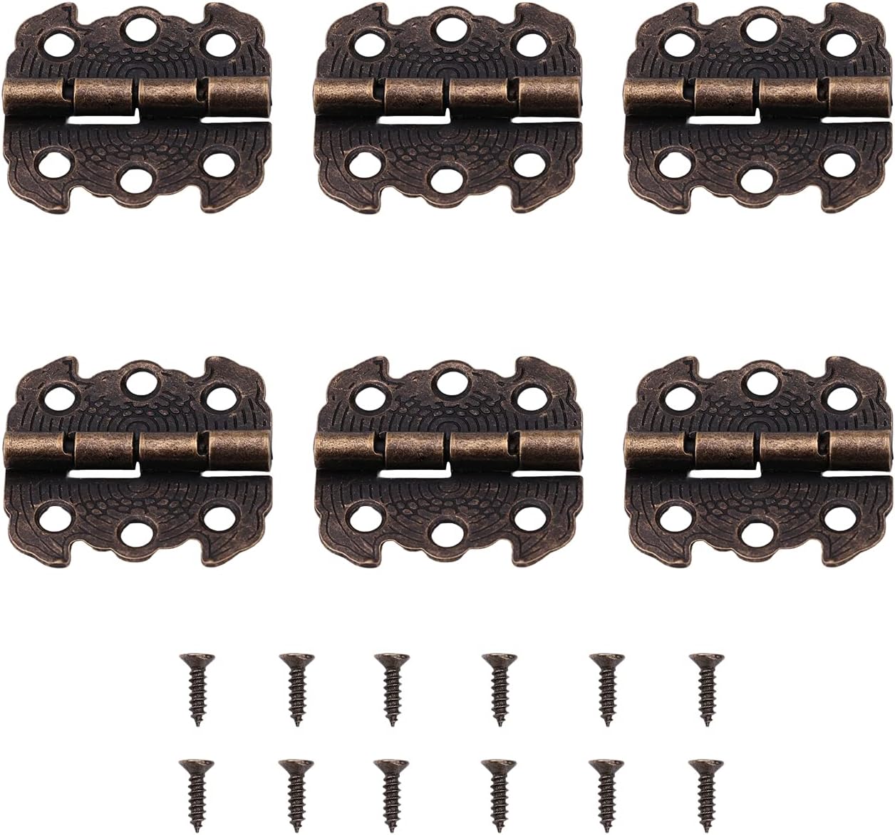 Antique Hinges 1.14 x 1.06 inch (LxW) Metal Retro Mini Hinge for Box Cabinets DIY Projects Furniture Decorative Cabinet, Bronze Tone 10Pcs