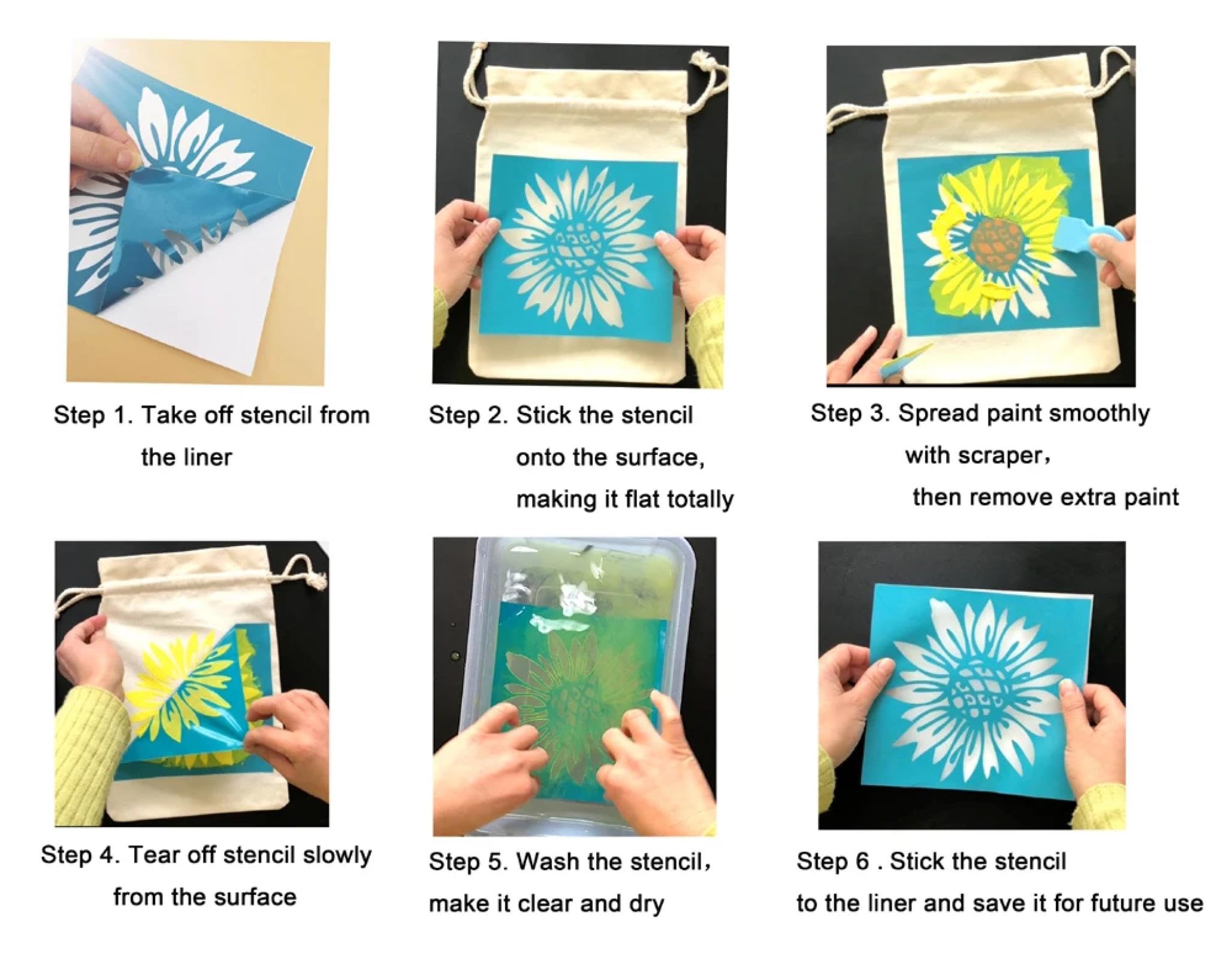 MANGOUSONG Screen Printing Kit,21.59x27.94cm Self- Adhesivas Silk Screen Stencils Fabric Mesh Transfers Stencil Home Decoration Bag Pillow Hand Craft