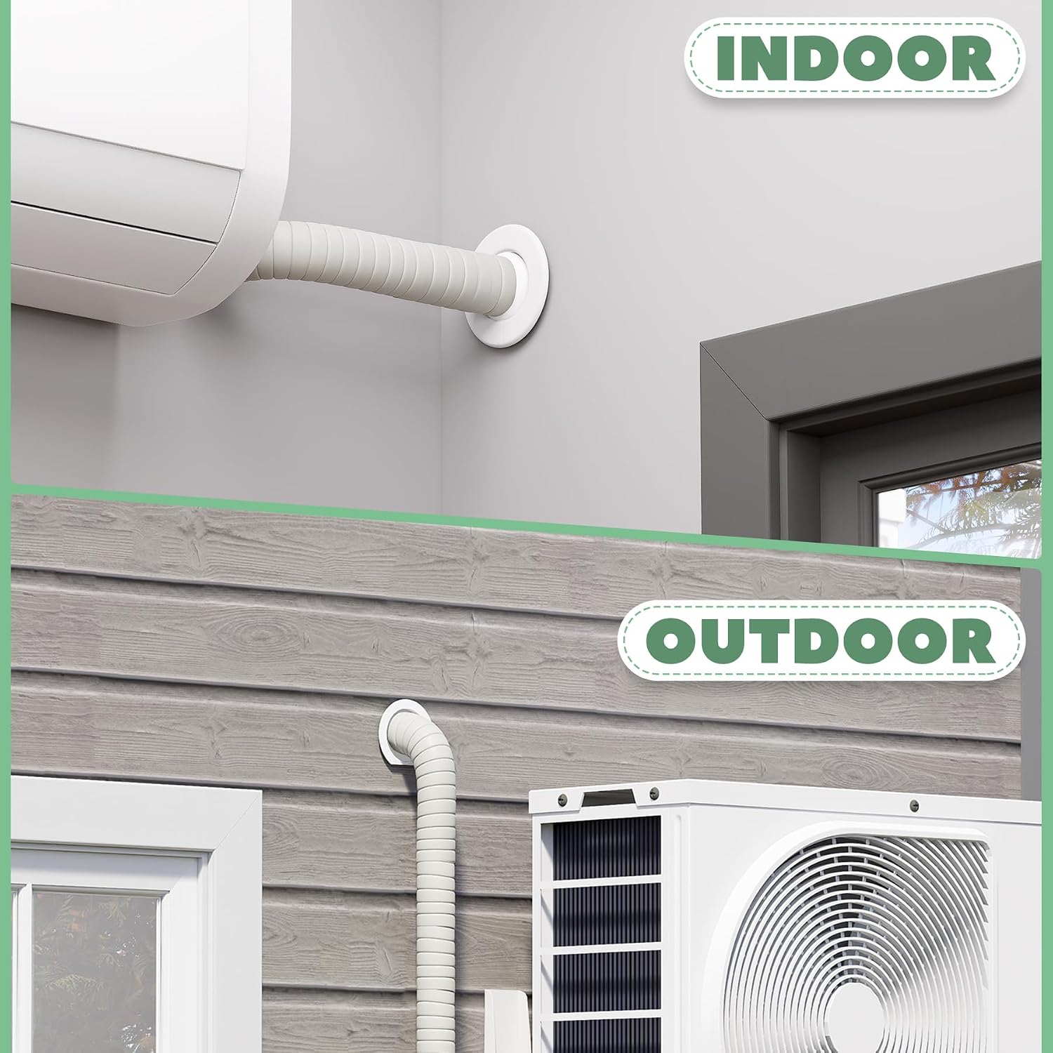 Mini Split Cover Wall Sleeve for Air Conditioner Line Set Covers, AC Sleeve for Through the Wall, Wall Sleeve for Outside Air Conditioning Line Sets, Protect Line Sets, Pipe Accessories
