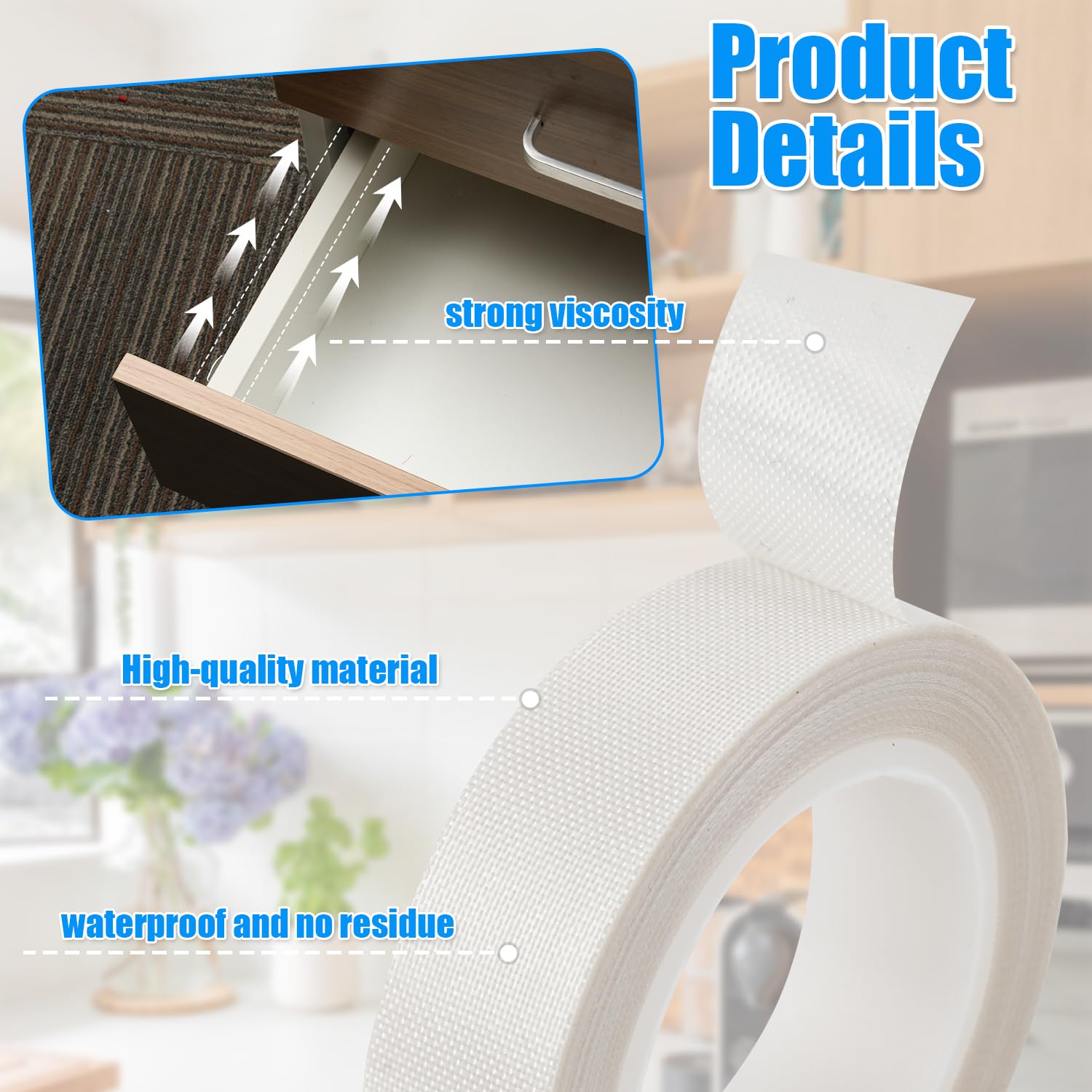 1,5cm x 10m 2 Rolki Tasma o Niskim Wspólczynniku Tarcia, Tasmy PTFE Tasma Przesuwania Szuflad Odpornosc Zapobiegajaca Skrzypieniu Ochrona Powierzchni Drewna, Szafek, Zaslon i Mebli (Biala)