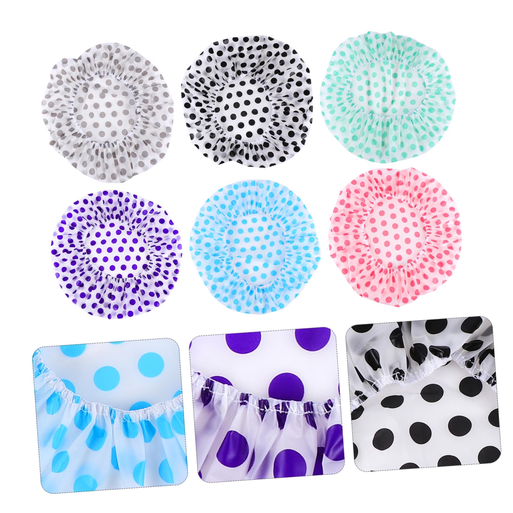 Healvian 12piezas Gorro Ducha Reutilizable Para Mujeres Gorro De Baño De Pevas Estampado De Puntos Cómodo y Duradero Para Spa y Ducha