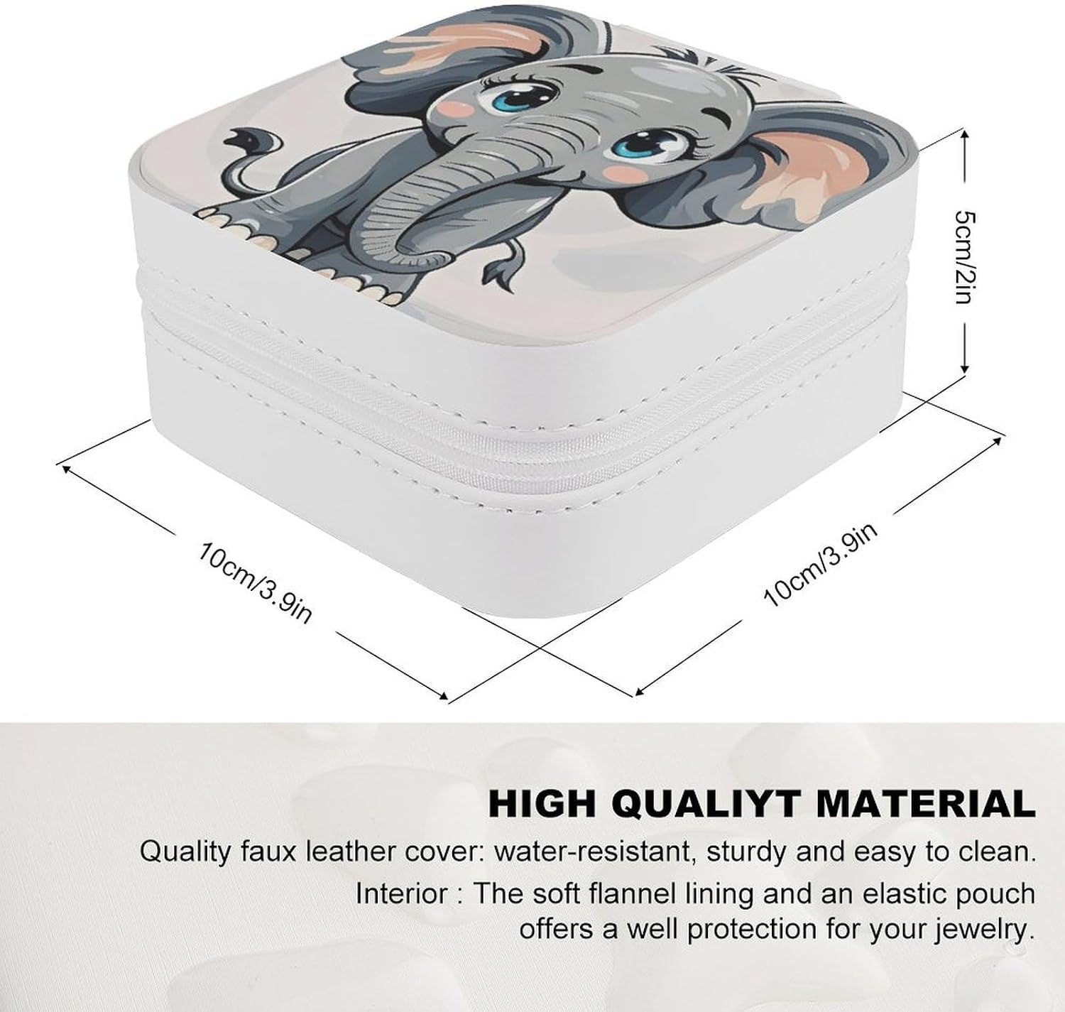 Cartoon ElephantPortable PU Leather Jewelry Box image 2