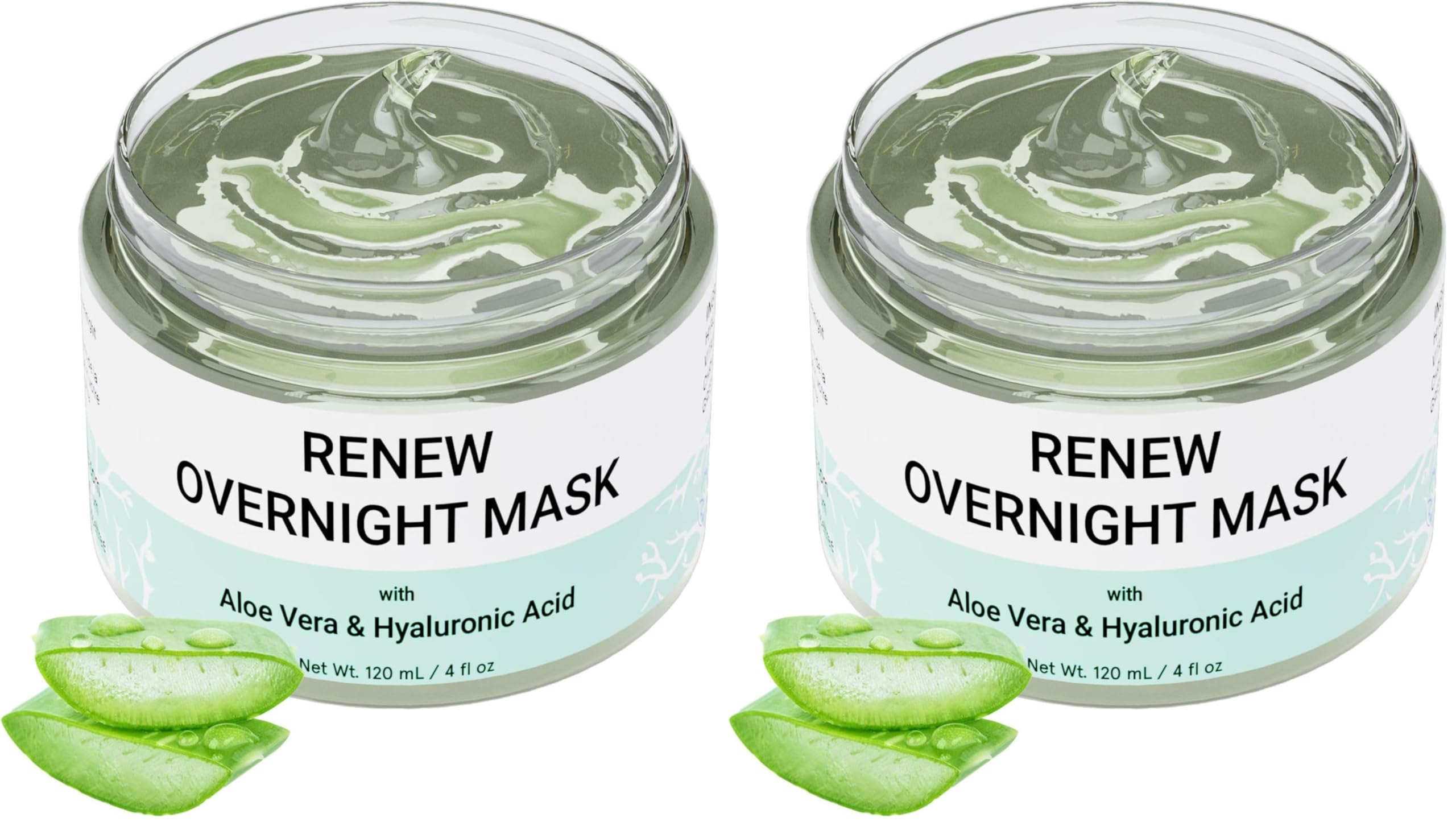 RENEW Nacht Maske Gesicht, Gesichtsmaske beauty- mit Aloe Vera und Hyaluronsäure - Formuliert in San Francisco, Poren, Feuchtigkeitsspendend (Packung mit 2)
