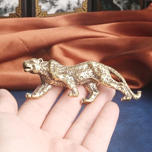 Miniatura 6 de Milageto Estatuas de leopardo en miniatura, estatuilla de guepardo, estatuilla de cobre, escultura de animal antiguo para el hogar, oficina,
