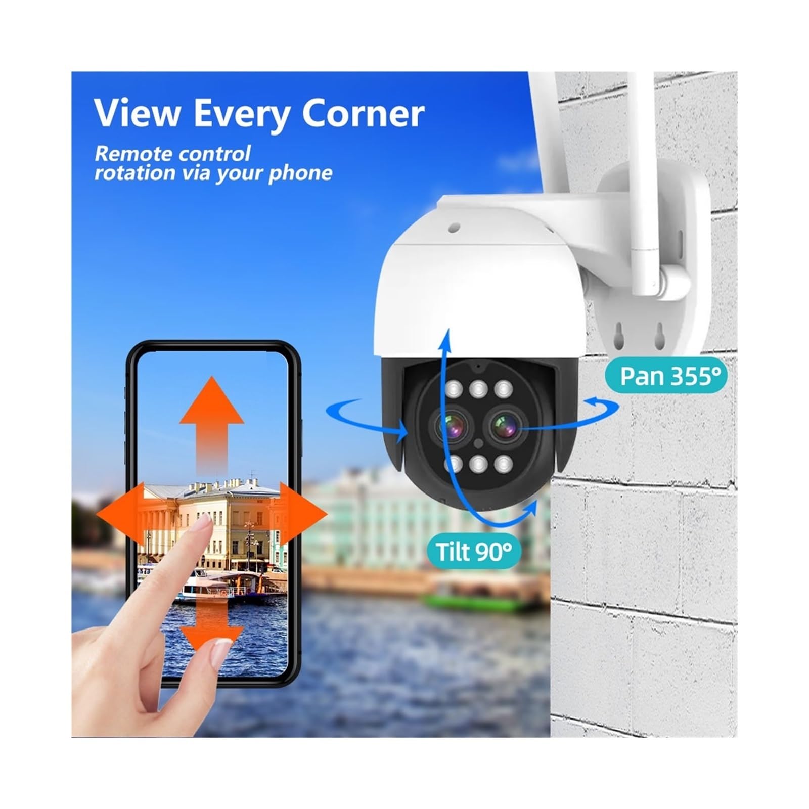 Kamera bezpieczeństwa, 4K 8MP 5MP HD CCTV System nadzoru 2-kierunkowy wodoodporny podwójny obiektyw PTZ kamera bezpieczeństwa IP 10CH P2P NVR zestaw wideo(None,8 Camera 10CH NVR)