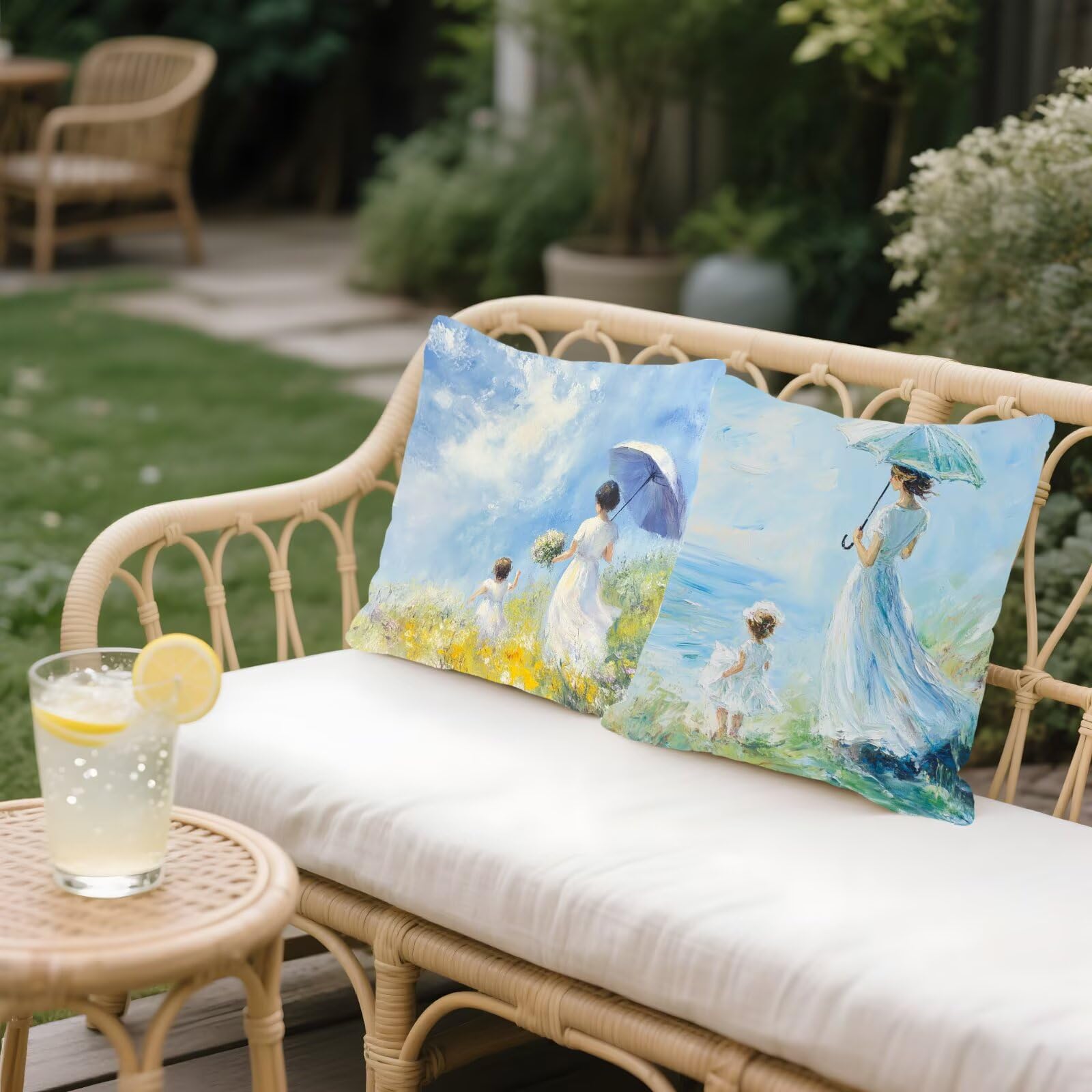 Cojines Sofa Fundas Cojines 40x40cm SúPer Suave Cojin Rural Mujer Juego de 4, Fundas Almohada Impermeable Exterior, Interior Y Exterior Cojin Decorativos, JardíN Sillaterraza Regalos NavideñOs P-455