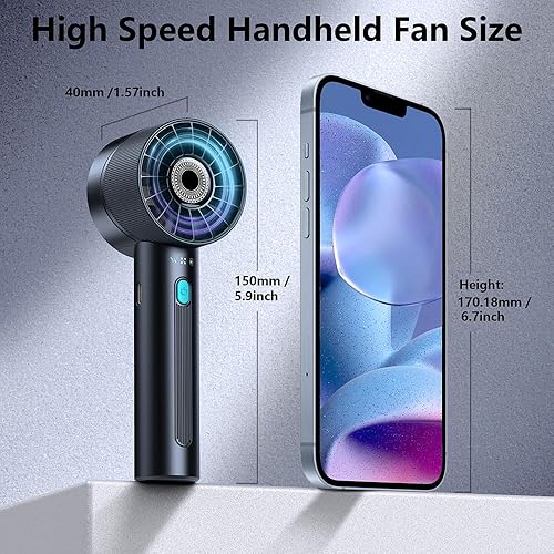 Miniatura 7 de Ventilador de mano portátil, recargable, mini ventilador personal, 4 velocidades, batería USB, pequeño ventilador de alta velocidad, para