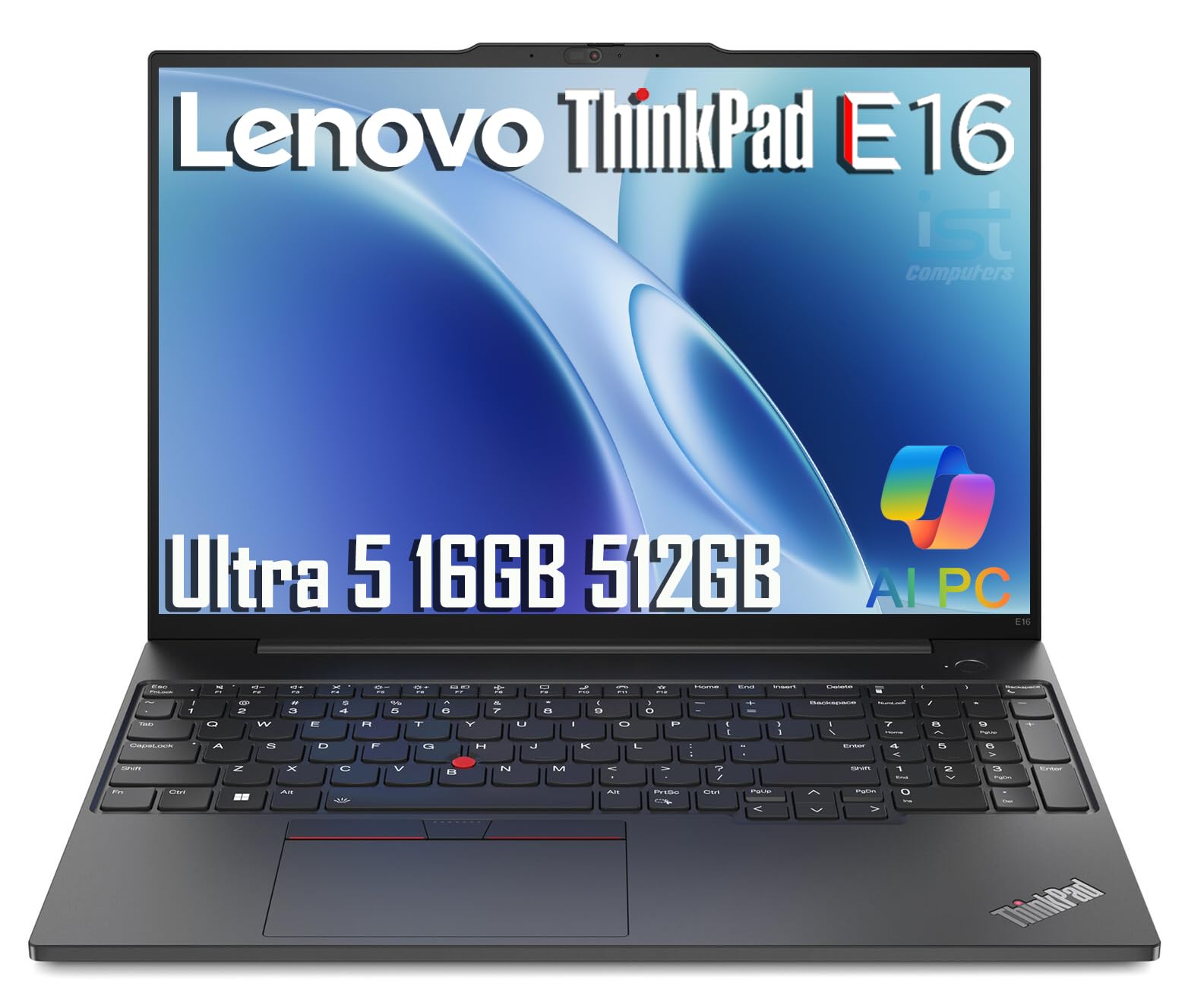 Lenovo ThinkPad E16 Gen 2 Business Laptop (16" FHD+ Anti-Glare, Intel Core Ultra 5 125U (> i7-1355U), 16GB DDR5 RAM, 512GB SSD), Fingerprint Reader, Backlit, Webcam, Ethernet, Win 11 Pro, AI PC, Black