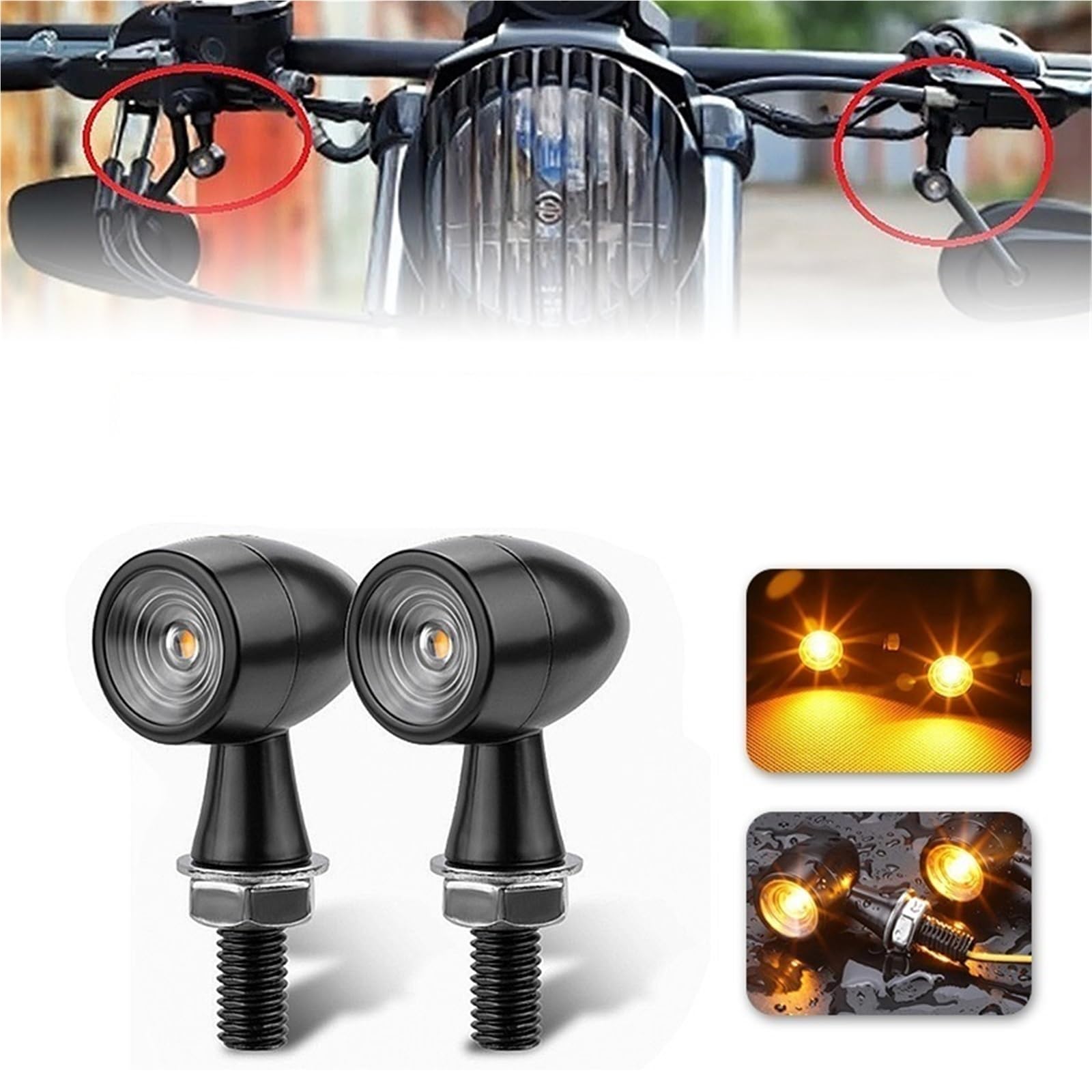 Światła kierunkowskazów Kierunkowskaz Motocykla | Kierunkowskaz motocykla Kierunkowskazy Moto Kierunkowskaz Moto Migacz(4Pcs-Smoke)