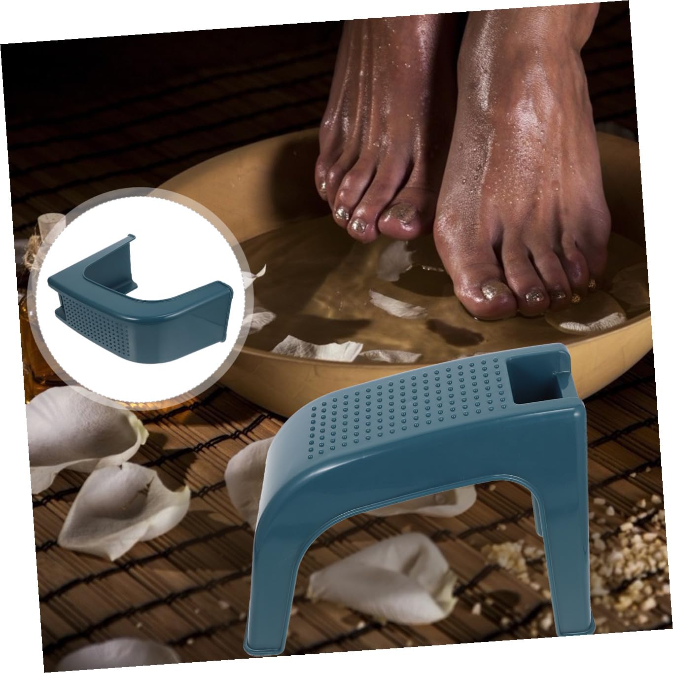 Tabouret de Soin des Pieds Vert en Plastique Antidérapant pour Maison et Salon, Support Pratique pour Pédicure et Fatigue