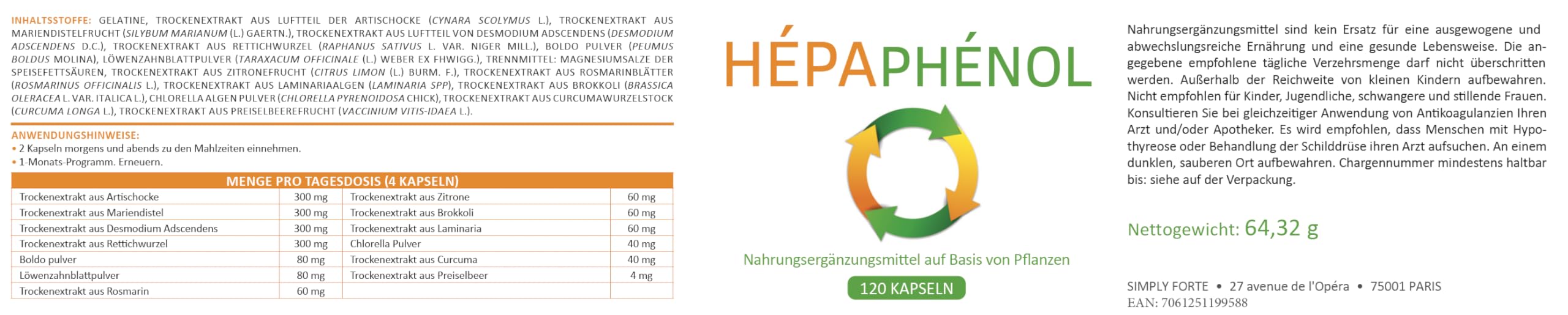 Hepaphenol - Verwaltet Den Cholesterinspiegel - Steuert Unsere Energie - Schützt Uns Vor Krankheiten - 1 packungen alle 1 MONATE