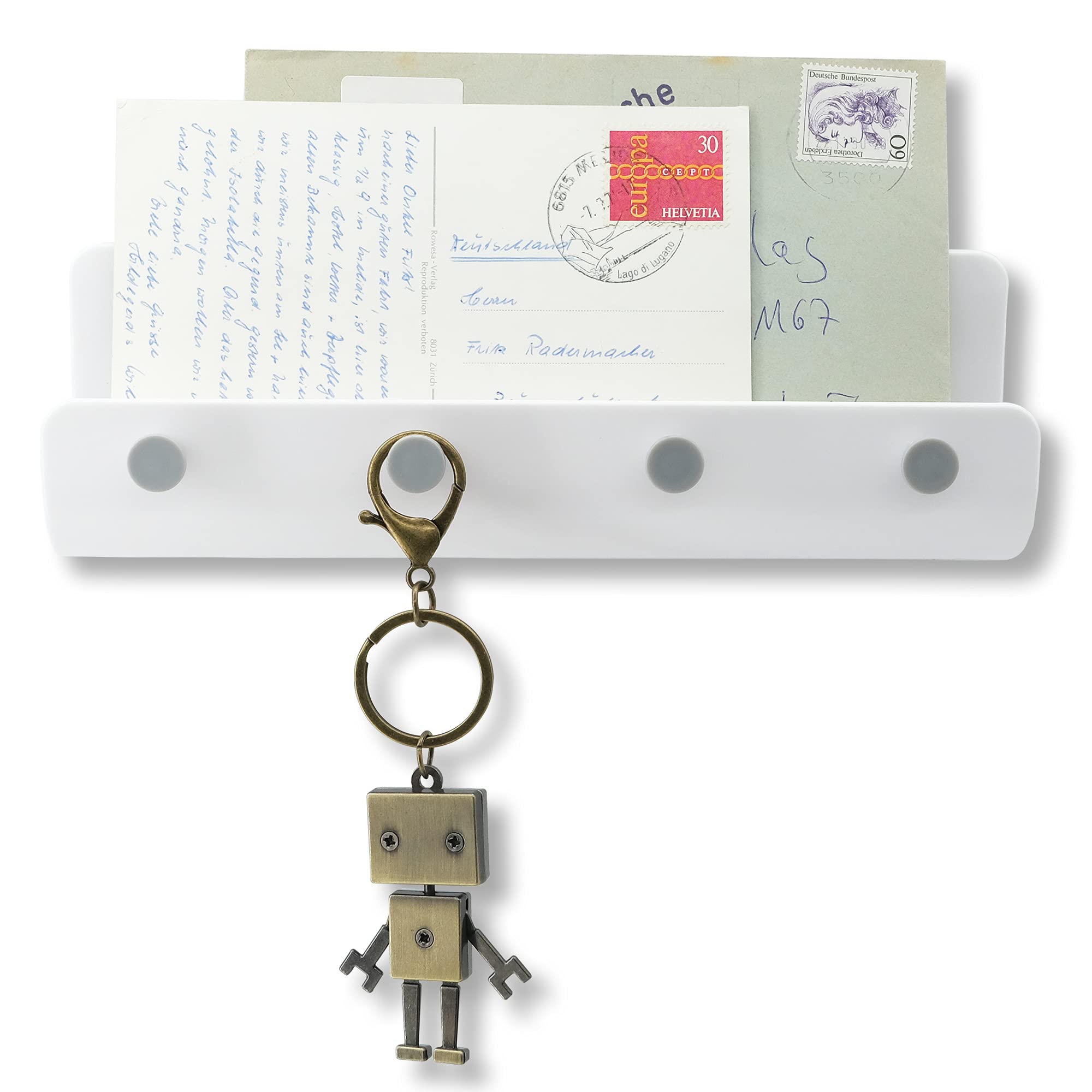 Mail and Key Holder for Wall Decorative at The Entrance, Adhesive Hooks Wall Key Hooks Holder in The Room, 4 Key Hooks for Wall in The Hallway, Wall Key Holder Modern, Bathroom and Kitchen Brackets