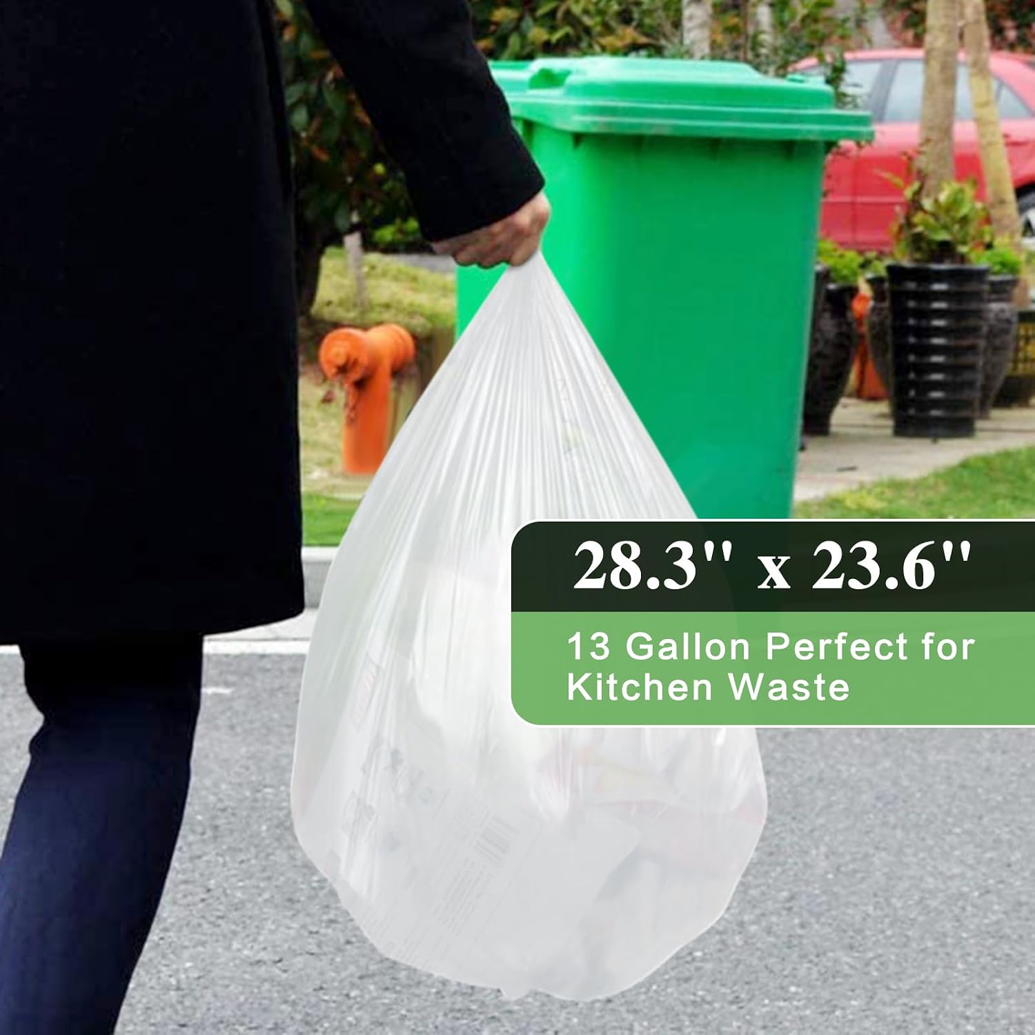 Toplive 13 Gallon Trash Bag 45 Count Garbage Bag 2 Mil Thickness Degradable Unscented Trash Bags Wastebasket Bin Liners for Home Outdoor Garden Canteen Kitchen Trash Can (3 Rolls image 2