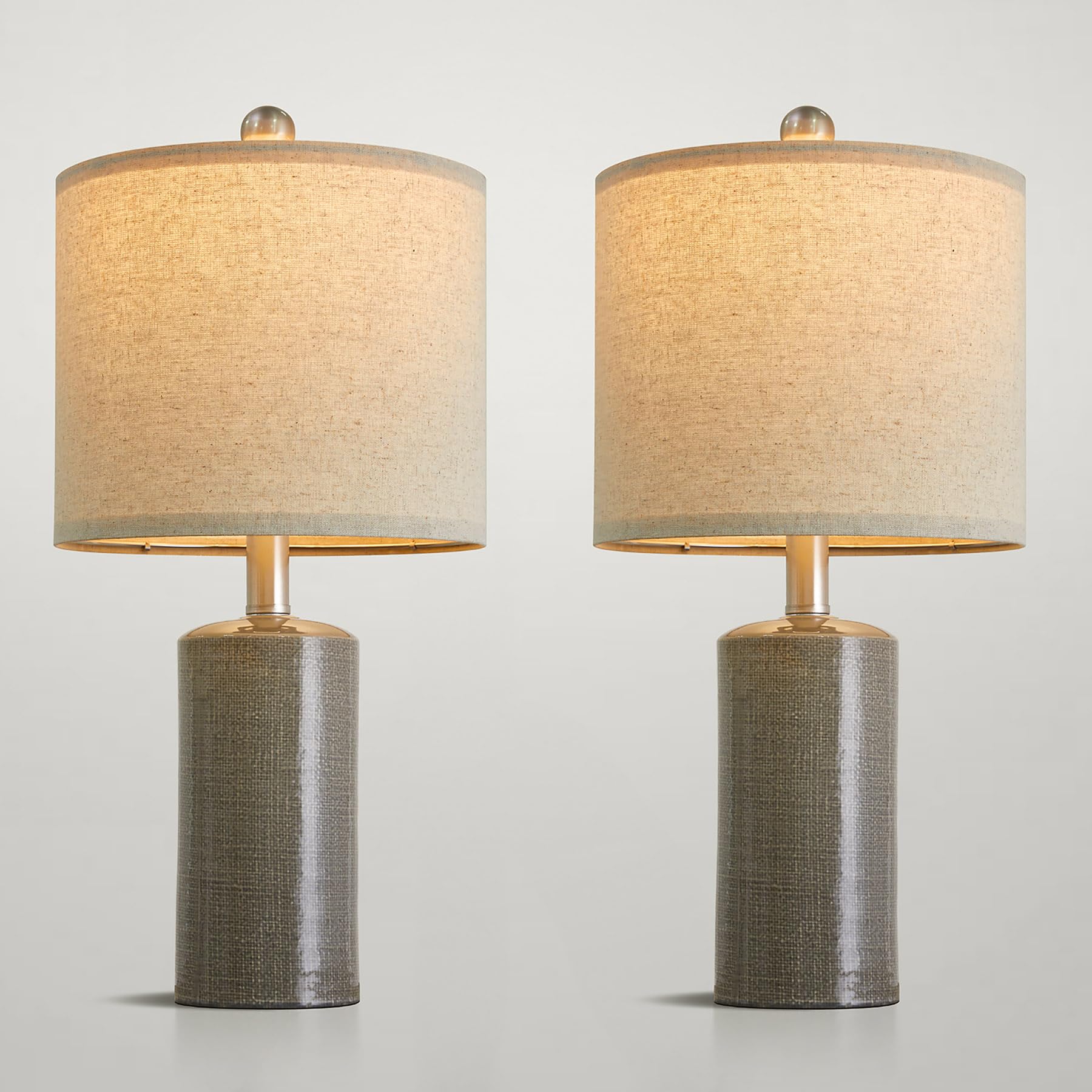 G-SAFAVA 20.25" Modern Ceramic Table lamp Set of 2 Small Farmhouse Bedside lamp Dark Grey Nightstand Lamp End Table Lamps for Living Room Bedroom Study Office